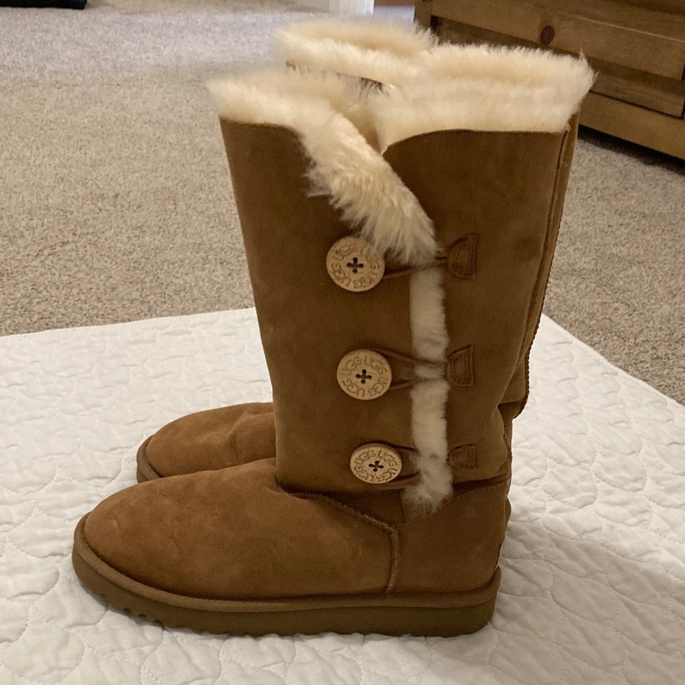 UGG Tan Shearling Button Boots